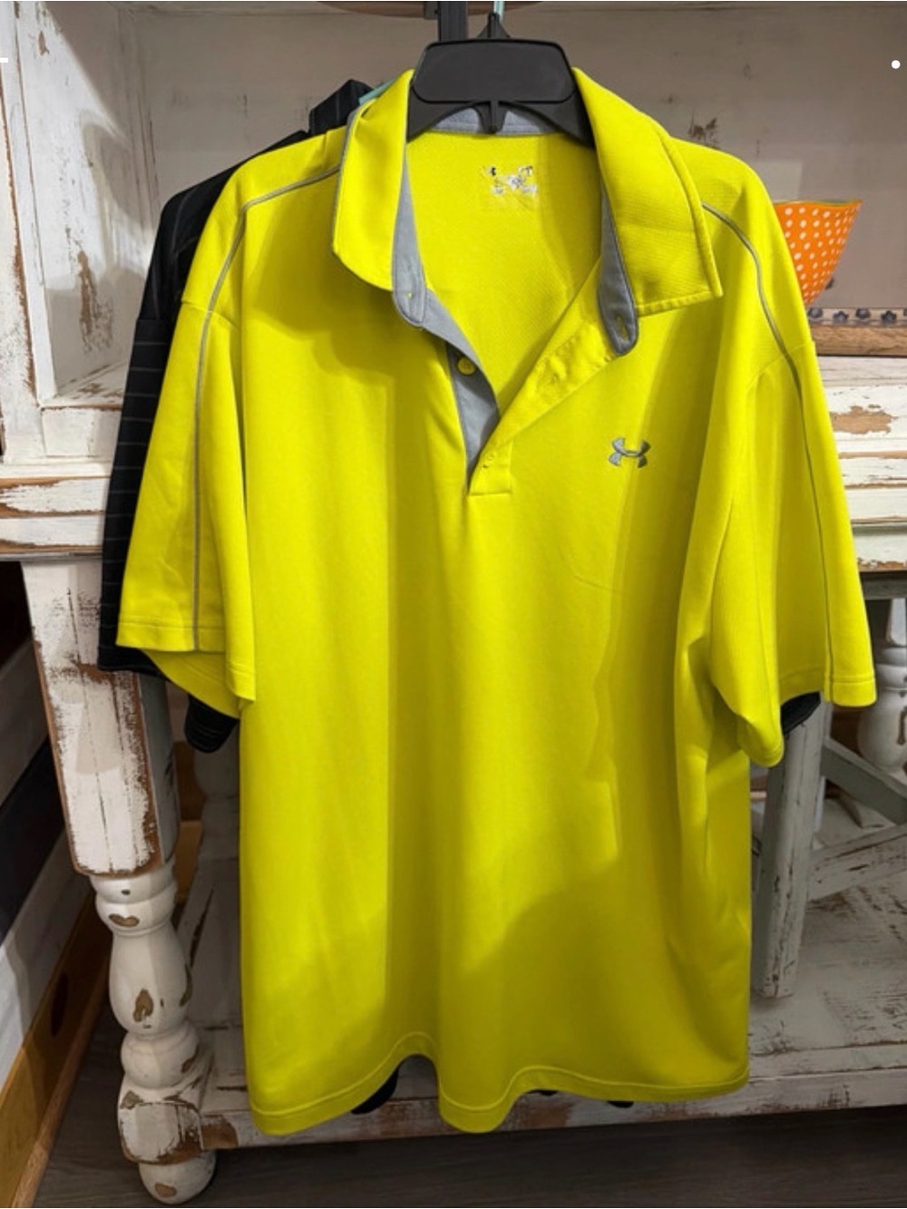 Under Armour Men’s Neon Yellow Polo with Gray Accents